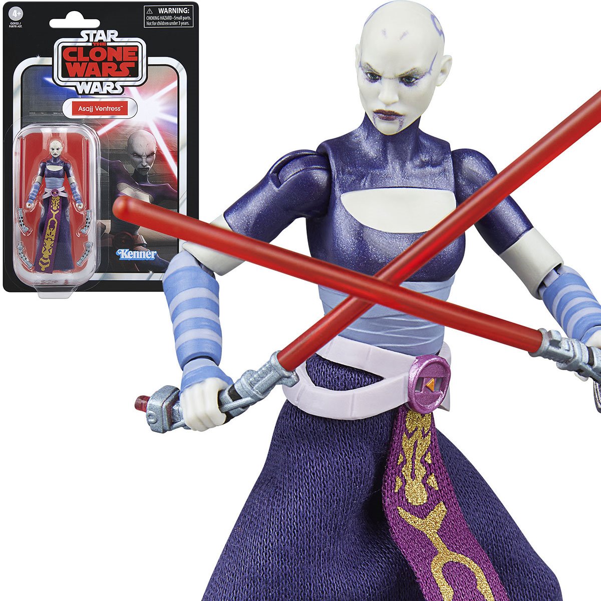 Star Wars The Vintage Collection Asajj Ventress – Clone Wars 3.75” Action Figure | Kenner Carded