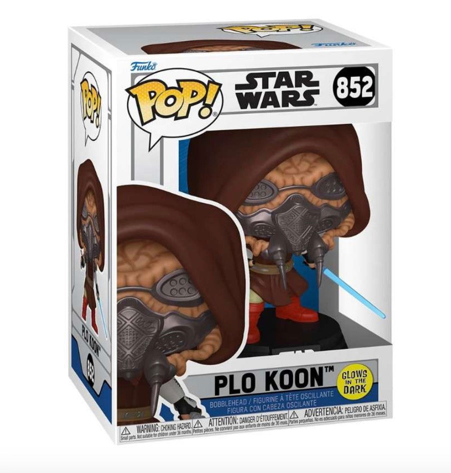 STAR WARS FUNKO POP PLO KOON #852 GLOW IN THE DARK (ANIMATED SERIES) — in hand. With protector