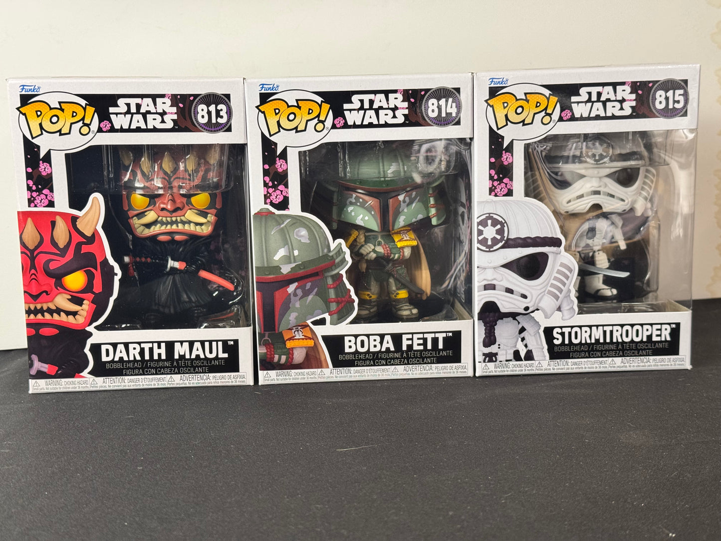 FUNKO POP STAR WARS IMPRESSIONS ART SERIES COLLECTOR 3-PACK WITH SOFT PROTECTORS | DARTH MAUL 813, BOBA FETT 814, STORMTROOPER 815
