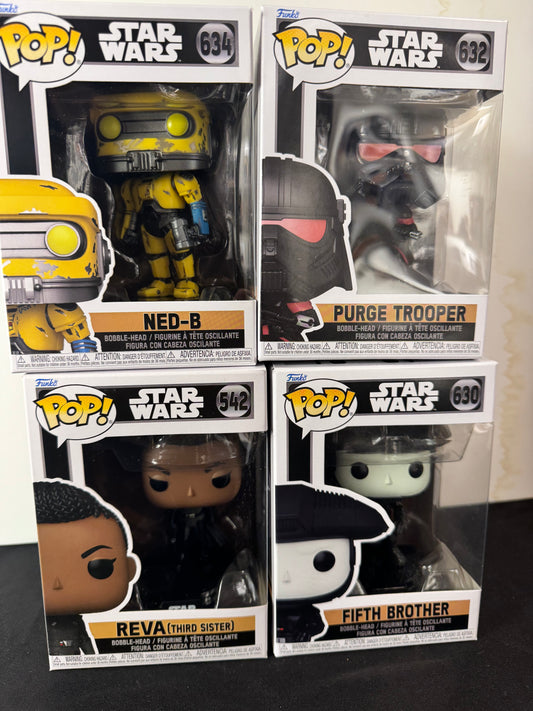 STAR WARS OBI-WAN KENOBI FUNKO POP 4-PACK BUNDLE | NED-B 634, PURGE TROOPER 632, REVA 542, FIFTH BROTHER 630