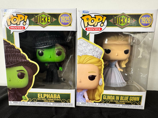 ✨ Wicked Movie Funko Pop! 2-Pack – Elphaba & Glinda in Blue Gown #1925 & #1926 | Fast Ship