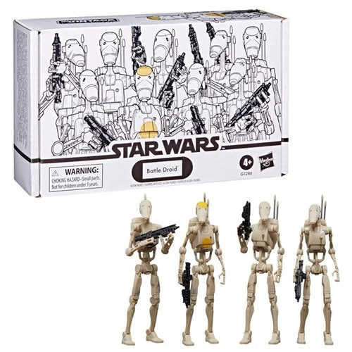 (PRE-ORDER · SHIPS FEB 2026) Star Wars The Vintage Collection Battle Droid 4-Pack | The Phantom Menace | Hasbro Kenner