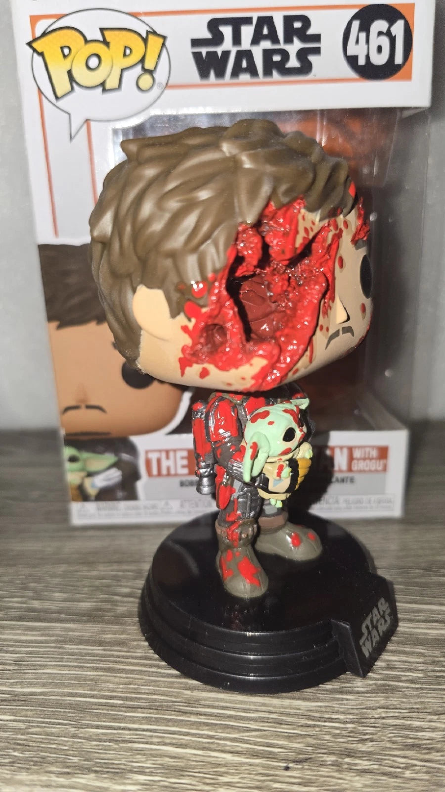 Custom Star Wars Mandalorian w/ Grogu Battle Damaged Funko Pop – Hard Stack Included – Free Shipping