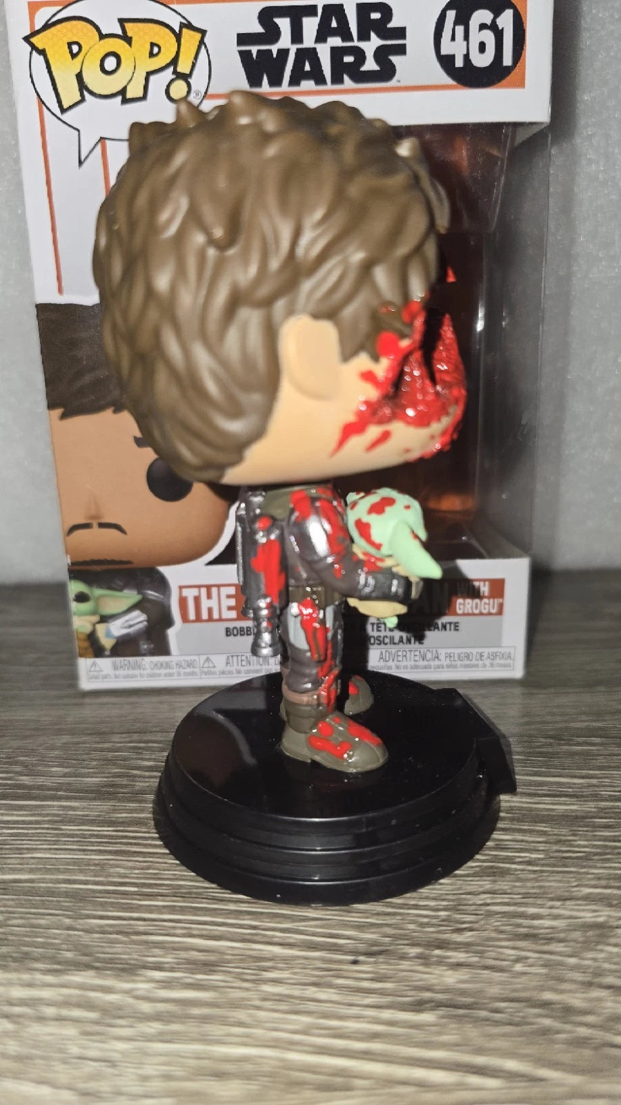 Custom Star Wars Mandalorian w/ Grogu Battle Damaged Funko Pop – Hard Stack Included – Free Shipping