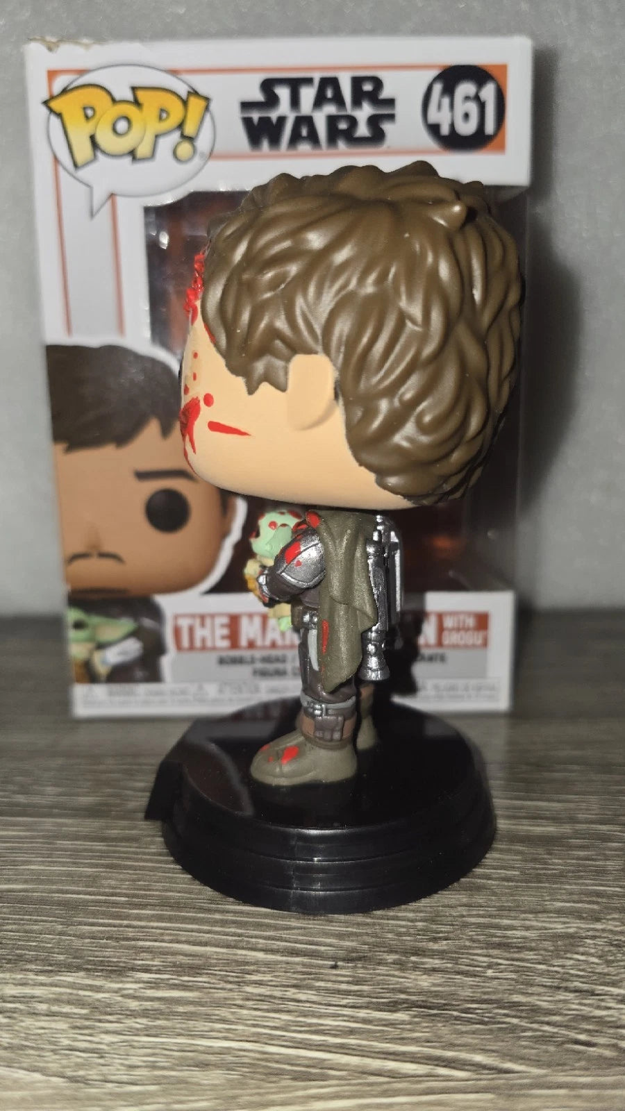 Custom Star Wars Mandalorian w/ Grogu Battle Damaged Funko Pop – Hard Stack Included – Free Shipping
